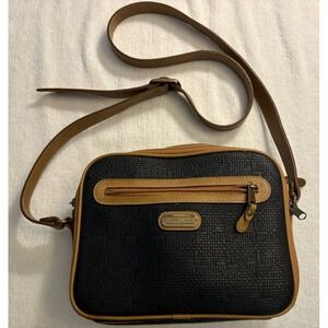 Carryland Black and Brown Trimmed‎ Faux Leather Shoulder Bag Purse